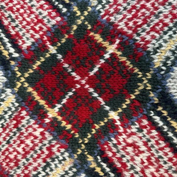 Vintage F. by Faconnable 100% Wool Men's Sweater Red Black Plaid Medium - Picture 5 of 6